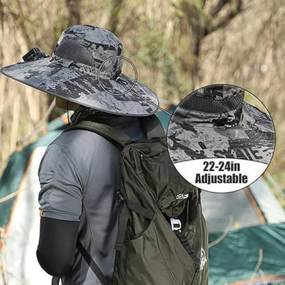 UPF 50+ Wide Brim Solar Fan & Charging Hat