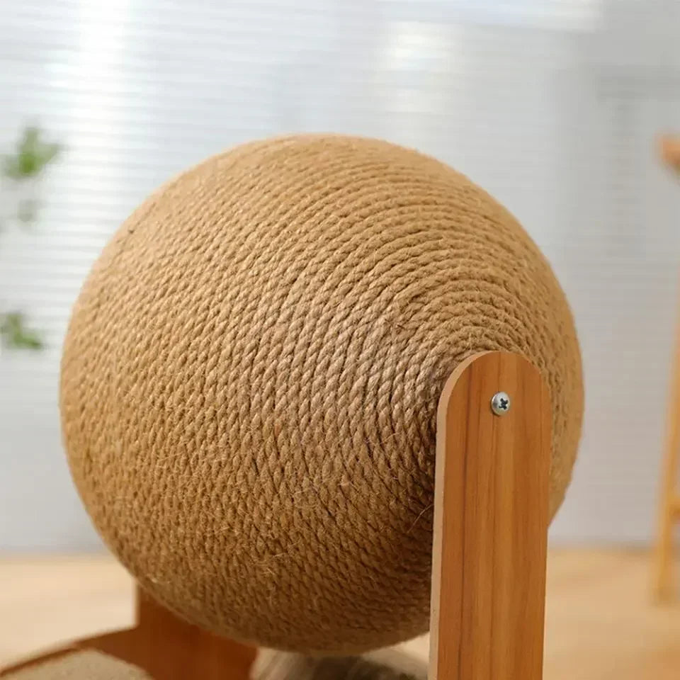 Cat Scratching Ball Wooden Cat Scratcher  Toy 2 In1