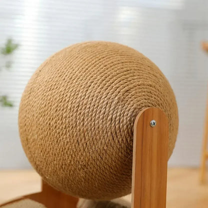 Cat Scratching Ball Wooden Cat Scratcher  Toy 2 In1