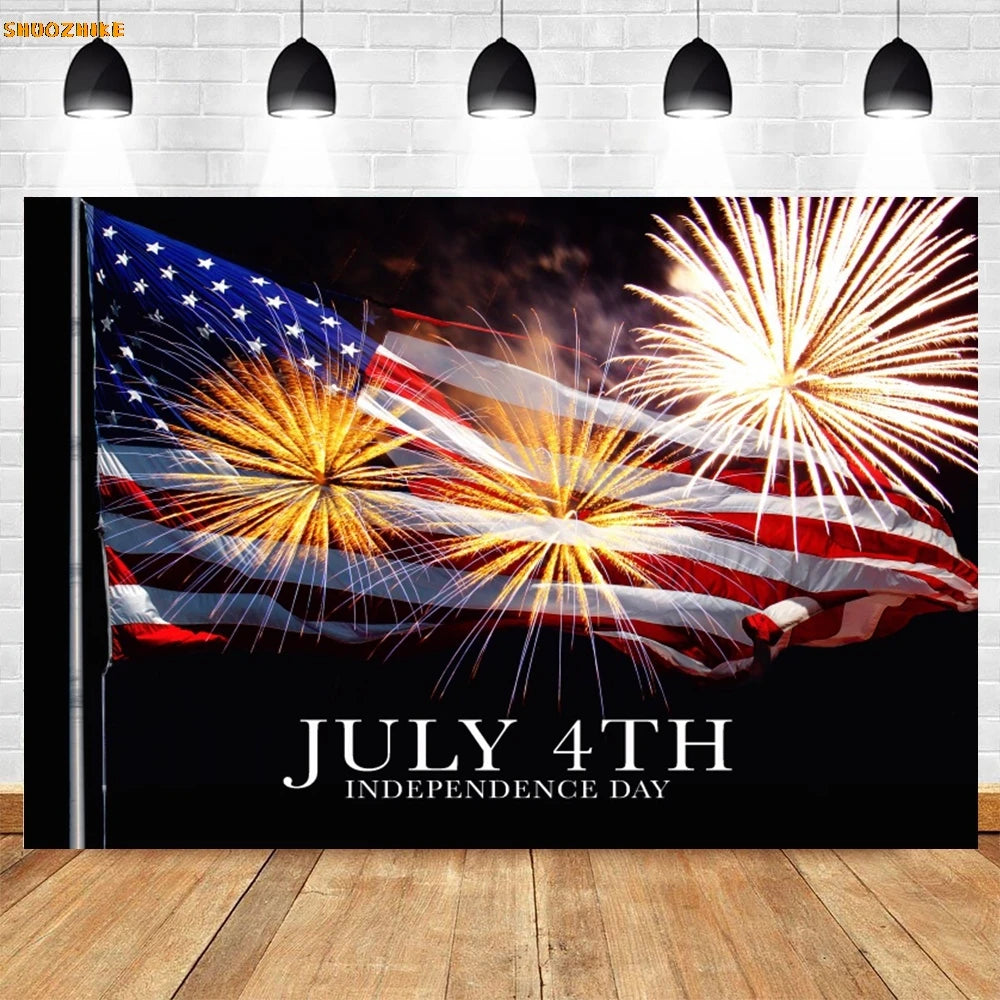 Flag and Balloon 4th Of July Day Photography