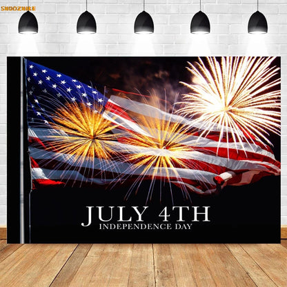 Flag and Balloon 4th Of July Day Photography