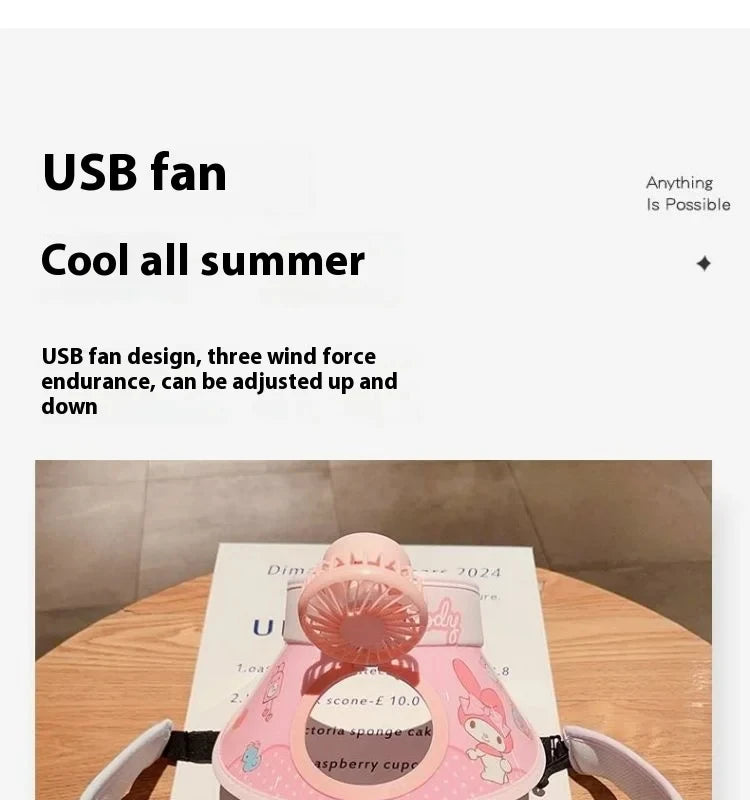 Kids Sun Protection Cooling Hat With chargeable Fan