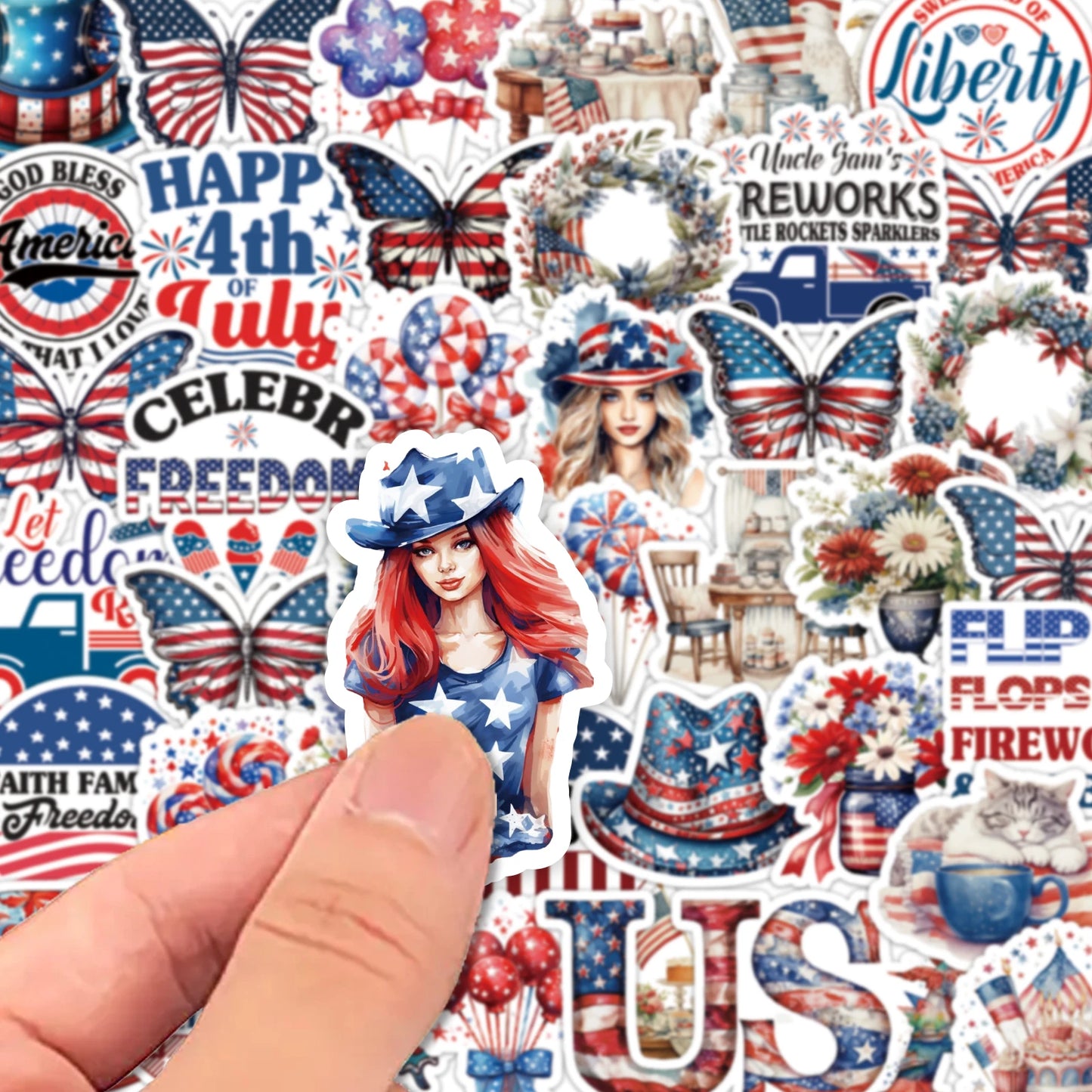 106PCS 4th of July Independence Day Flag Faith Sticker