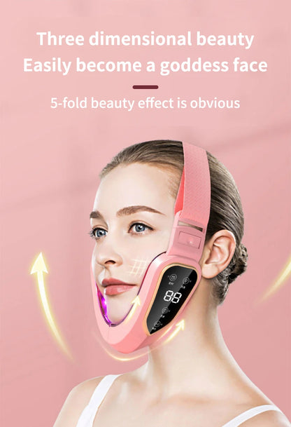 LED Photon Therapy Facial Lifting & Slimming Massager – Heated V-Face Double Chin Reducer & Skin Tightening Device
