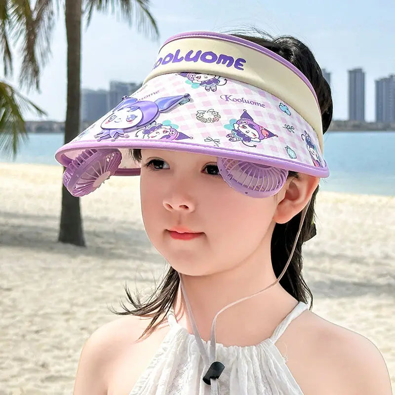 Sunscreen cooling hat with Two chargeable Fan