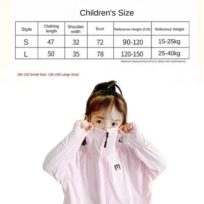 Kids  UV Resistant  Ice Silk Sun Protection Hoodie