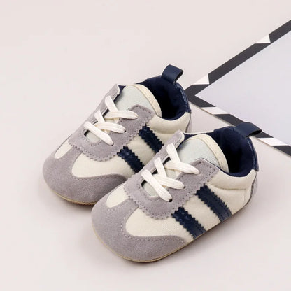 2 Striped  soft soled baby girls shoes  0-18M