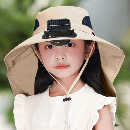 UV Protection Kids Solar/USB Charging Fan Hat For Outdoor activity