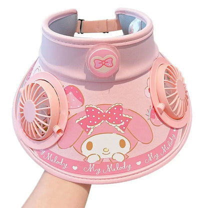My Mellody Wide Brim Kids  Sun protection Fan Hat Charging /USB