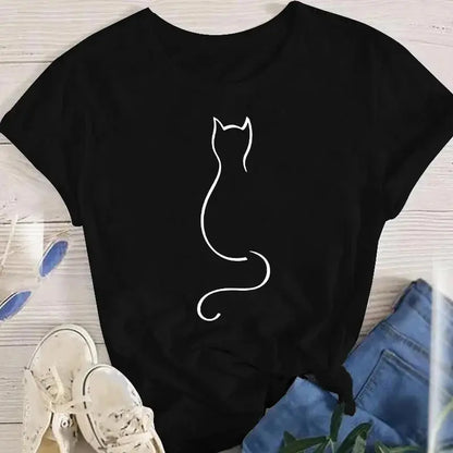 Funny Cat O Neck T-shirts