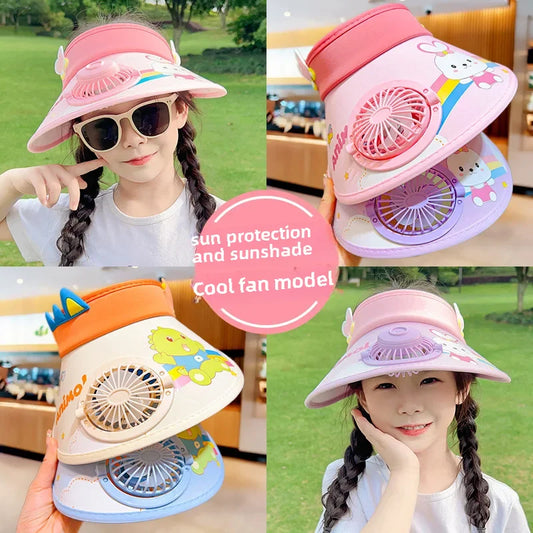 Children's Girls Boys Sun  Protection Fan Hat