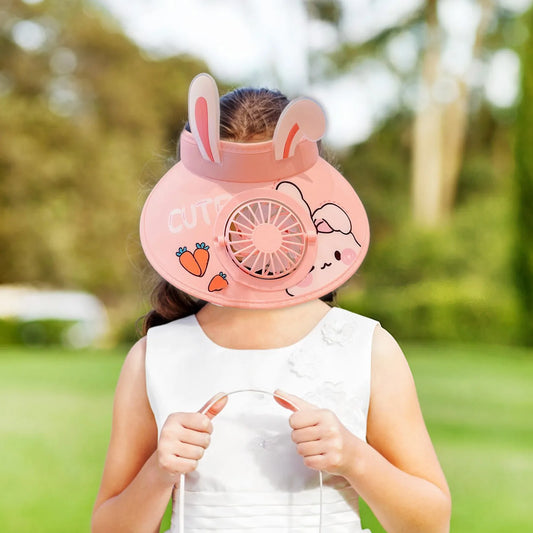 Animal Print Wide Brim  Kids Sun protection Fan Hat Charging USB