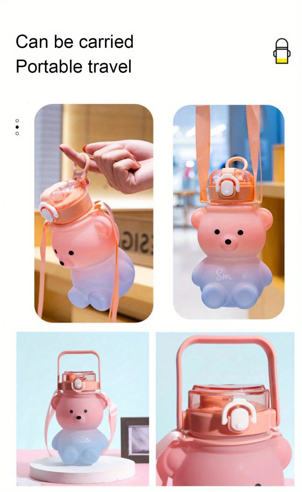Cute Bear Water Bottle  1pc