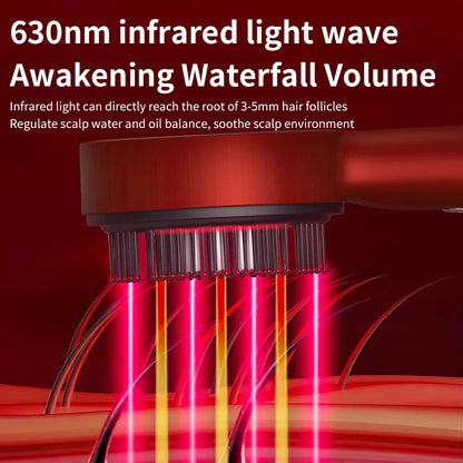 Electric Vibration Massage Comb Red Light Therapy Hair Growth Scalp Massage Brush Oil Liquid Applicator Head Massager