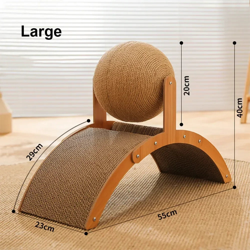 Cat Scratching Ball Wooden Cat Scratcher  Toy 2 In1