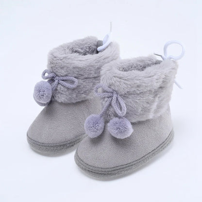 Baywell Winter Furry Snow Boots - Soft Sole Baby Girls