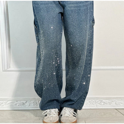 Casual Rhinestone Loose Harem Jeans