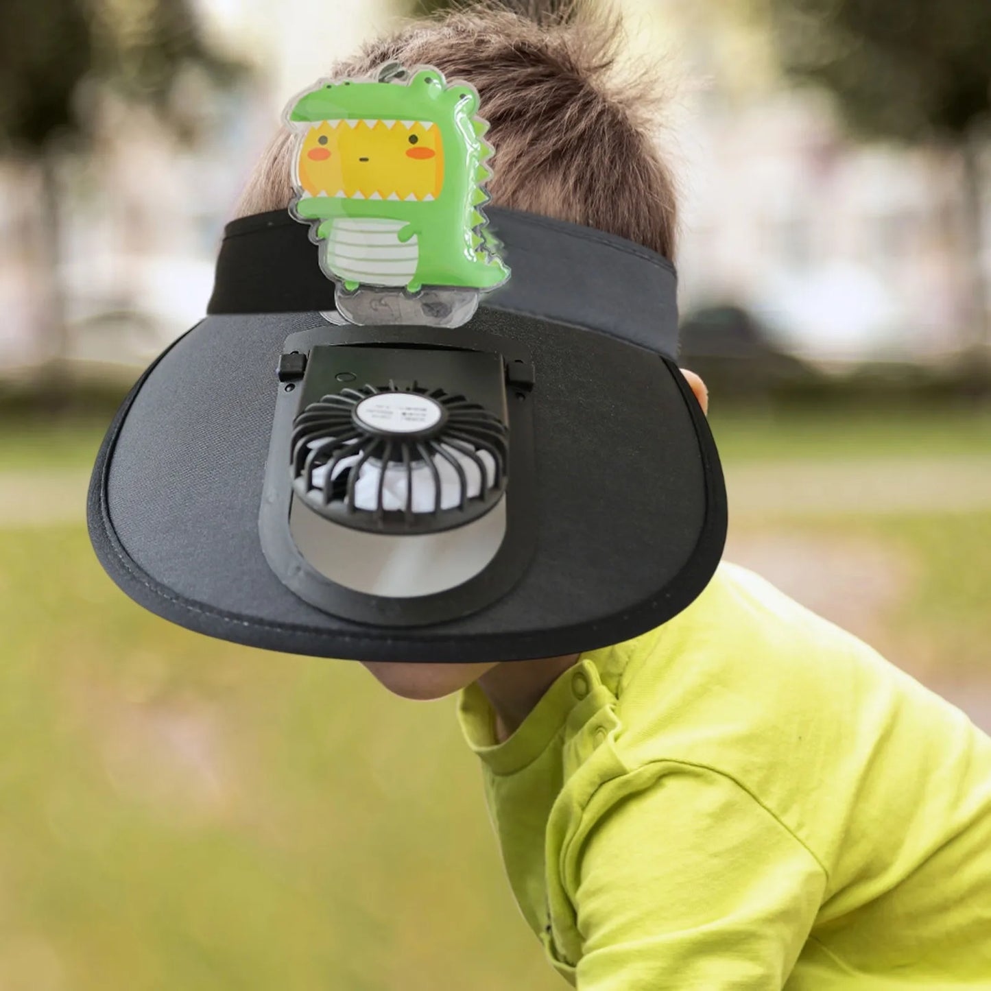 Animal Print Wide Brim  Kids Sun protection Fan Hat Charging USB