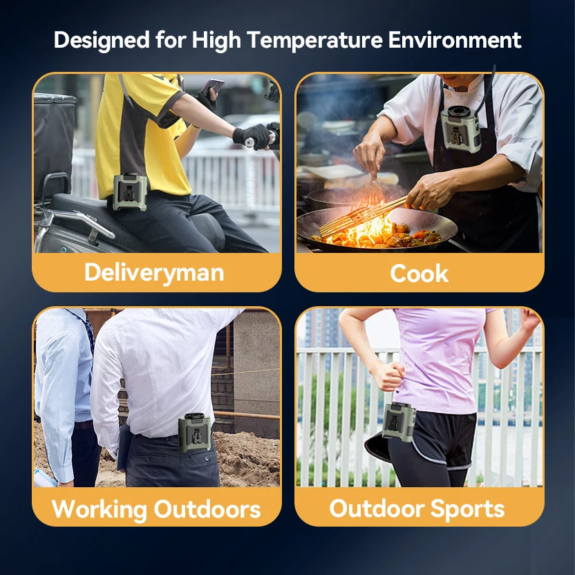 Outdoor Portable Waist Fan,Neck Fan, Hiking Fan  10000mAh