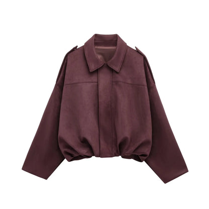 Faux Suede Loose Fit Stylish  Jacket