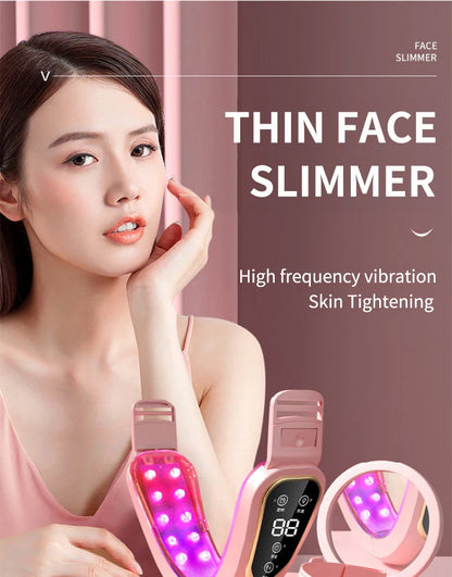 LED Photon Therapy Facial Lifting & Slimming Massager – Heated V-Face Double Chin Reducer & Skin Tightening Device