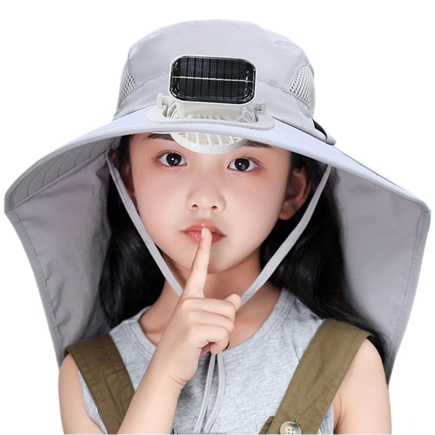 UV Protection Kids Solar/USB Charging Fan Hat For Outdoor activity