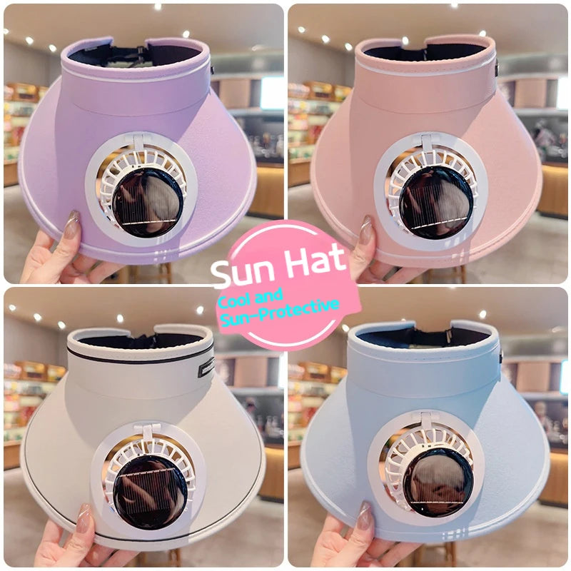 Children's Sun Protection Fan Hat Solar/USB