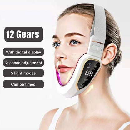 LED Photon Therapy Facial Lifting & Slimming Massager – Heated V-Face Double Chin Reducer & Skin Tightening Device