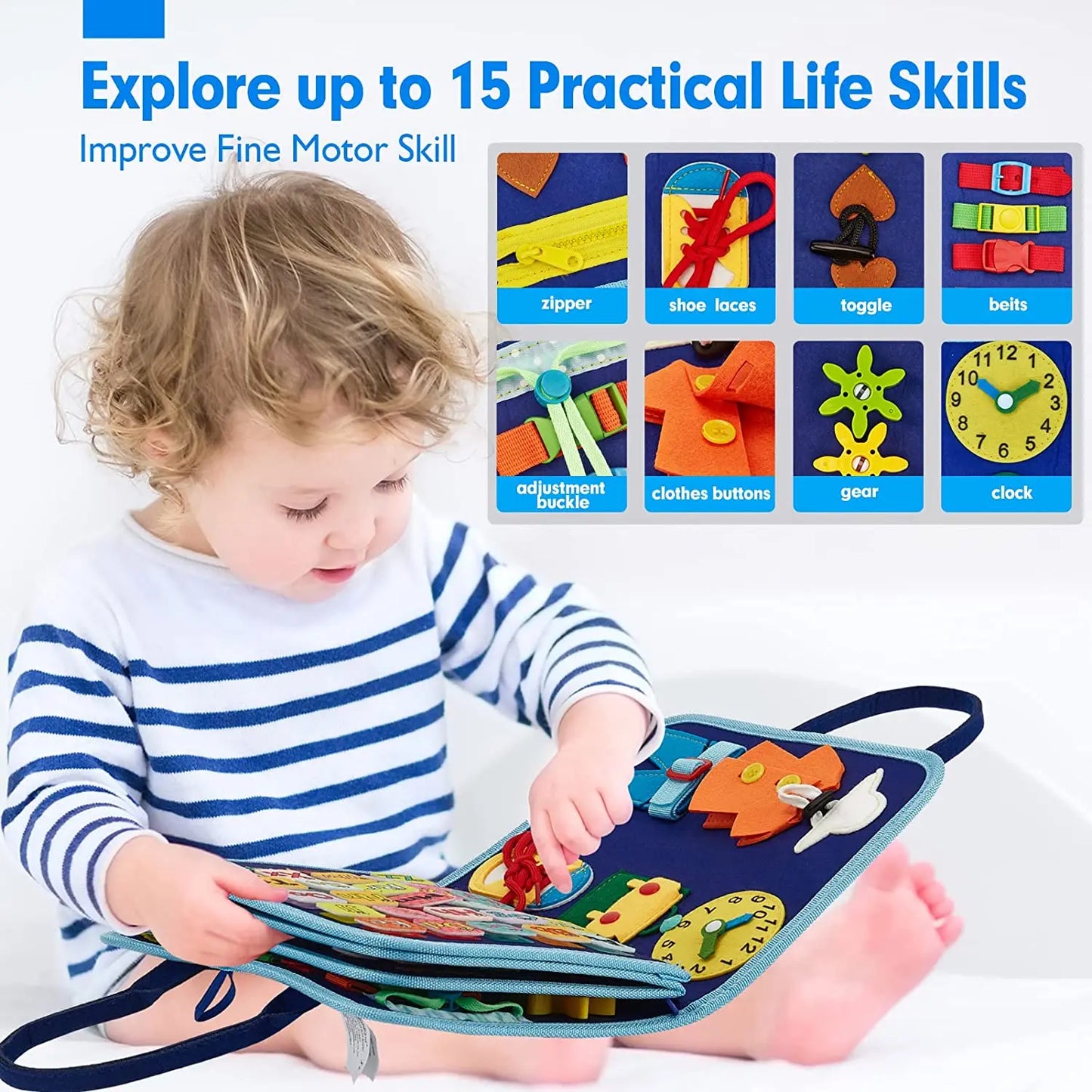Montessori Busy Board  Activities Education Toys Basic Dress Motor Skills