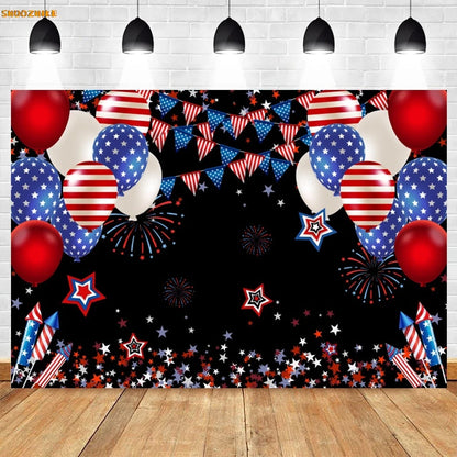 Flag and Balloon 4th Of July Day Photography