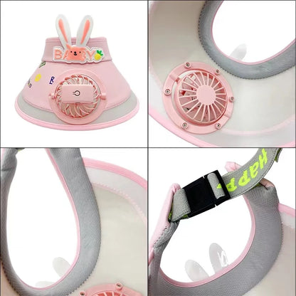 Rabbit Ear Empty Top Fan Hat USB Rechargeable