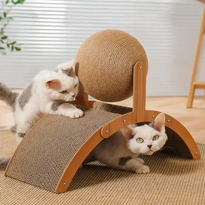 Cat Scratching Ball Wooden Cat Scratcher  Toy 2 In1