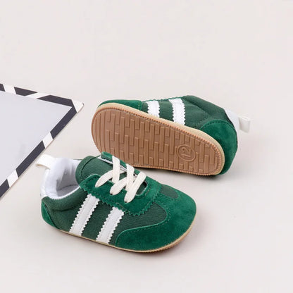 2 Striped  soft soled baby girls shoes  0-18M