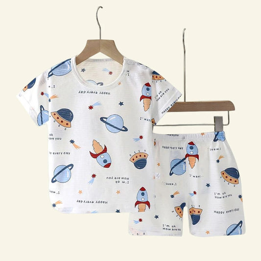 Summer Cotton Safe Baby Children Clothes  Set Cute Cartoon  Pajama Set Sleepwear Soft Breathable