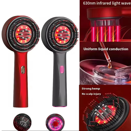Electric Vibration Massage Comb Red Light Therapy Hair Growth Scalp Massage Brush Oil Liquid Applicator Head Massager