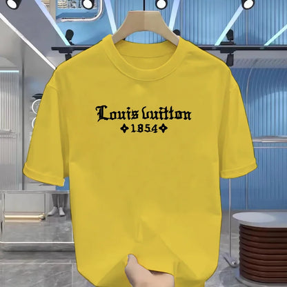 Summer Men's 100% Cotton Casual  Funny Round Neck Short  T-Shirt