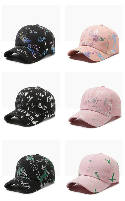 Female Male Sport Butterfly Smiling Face Letter Visors Cap