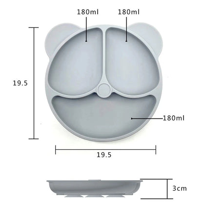 Suction Cartoon Children Dishes Feeding Toddler Training Tableware Retro Kids Smile Face Bowl