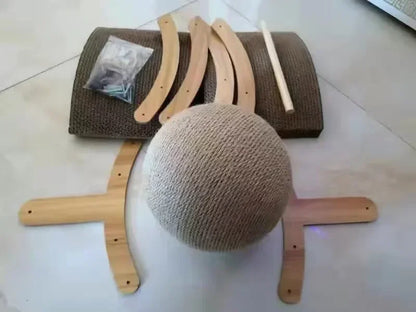 Cat Scratching Ball Wooden Cat Scratcher  Toy 2 In1