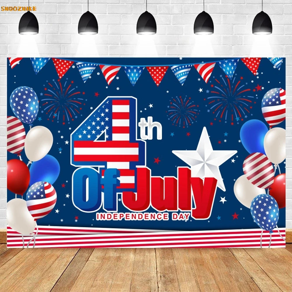 Flag and Balloon 4th Of July Day Photography