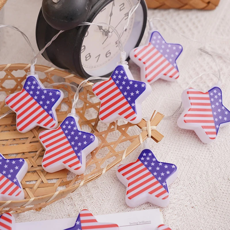 USA Flag Patriotic LED String Lights