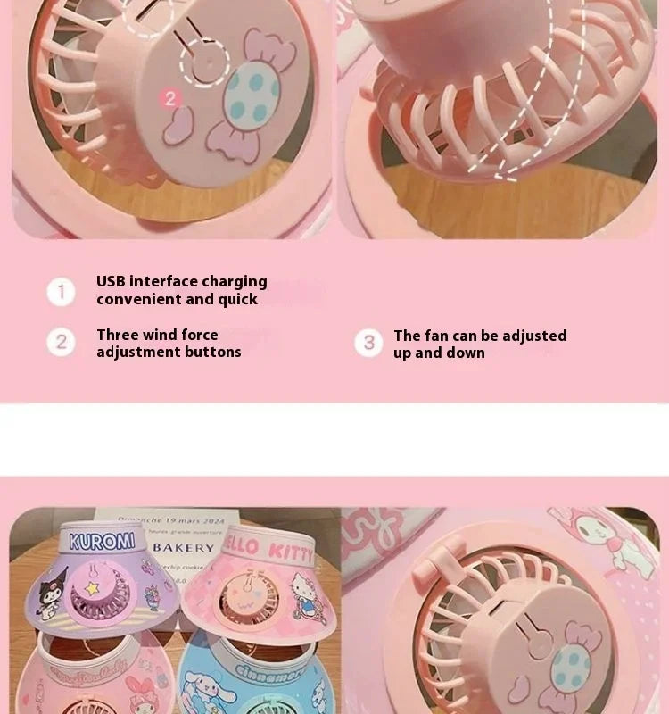 Kids Sun Protection Cooling Hat With chargeable Fan