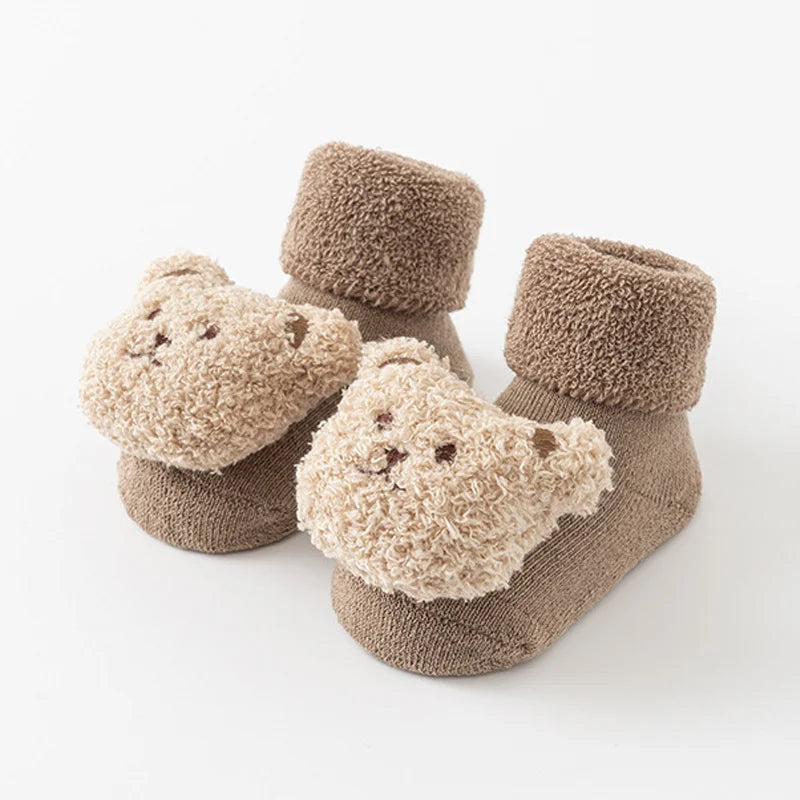 Cute Bear Baby Socks for Boys Girls Winter Soft Cotton