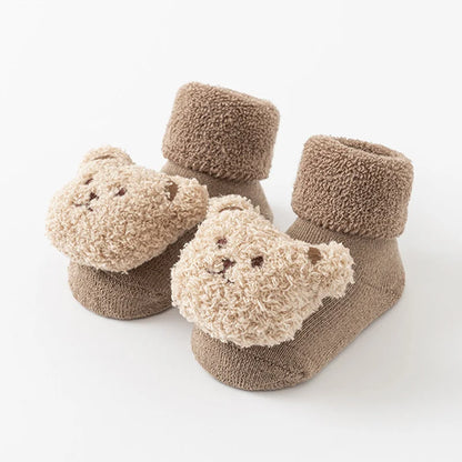 Cute Bear Baby Socks for Boys Girls Winter Soft Cotton