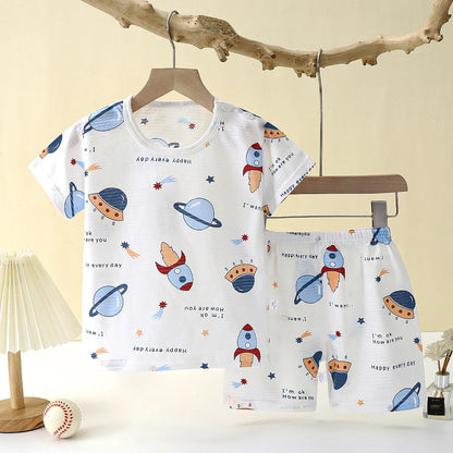 Summer Cotton Safe Baby Children Clothes  Set Cute Cartoon  Pajama Set Sleepwear Soft Breathable
