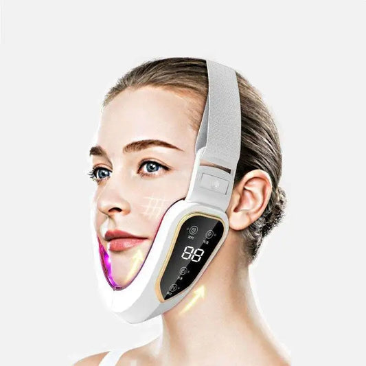 LED Photon Therapy Facial Lifting & Slimming Massager – Heated V-Face Double Chin Reducer & Skin Tightening Device