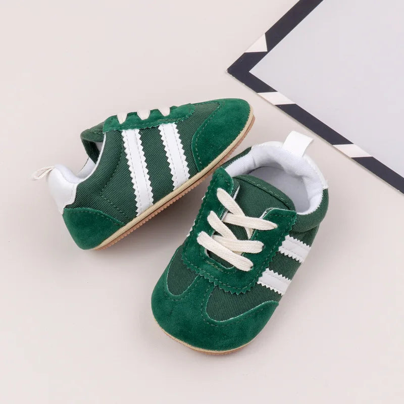 2 Striped  soft soled baby girls shoes  0-18M