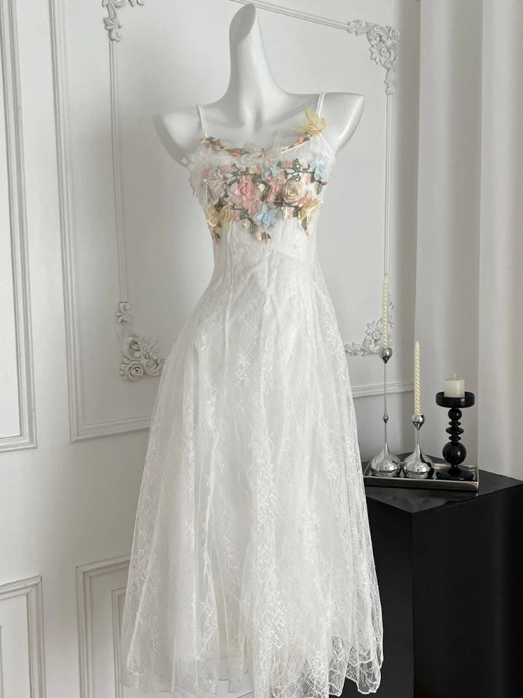 French Pearl – White Lace Fishtail Beach Dress