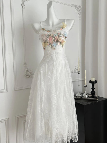 French Pearl – White Lace Fishtail Beach Dress