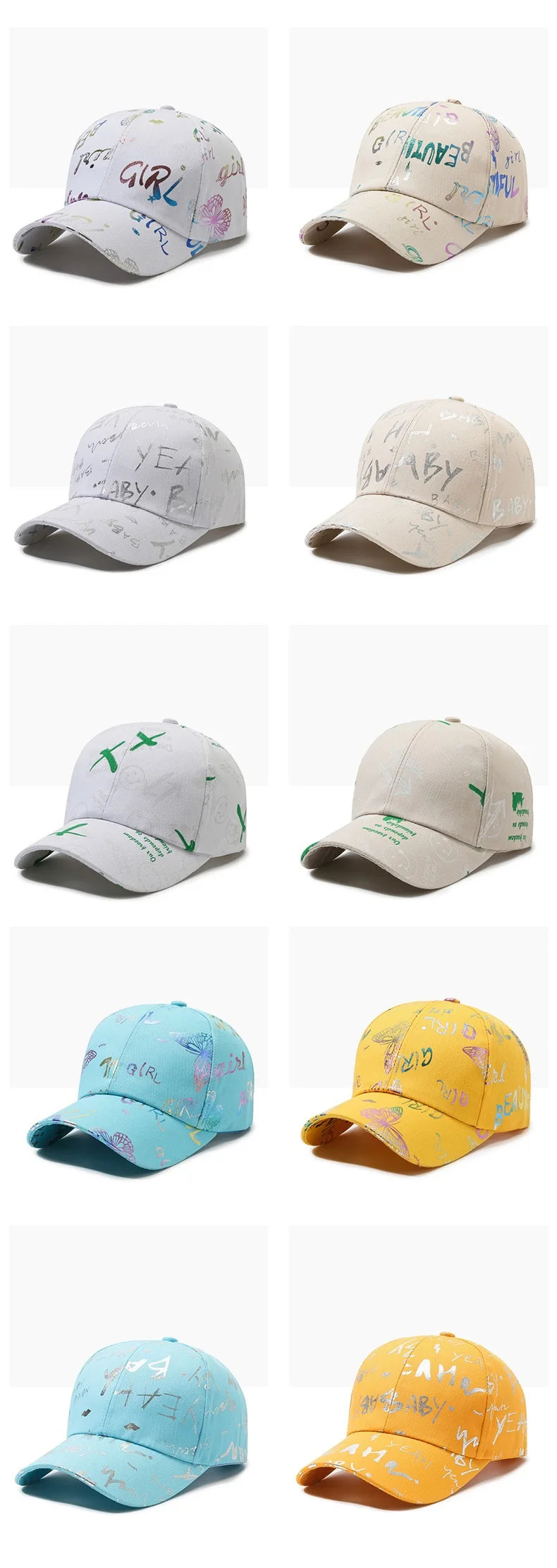 Female Male Sport Butterfly Smiling Face Letter Visors Cap